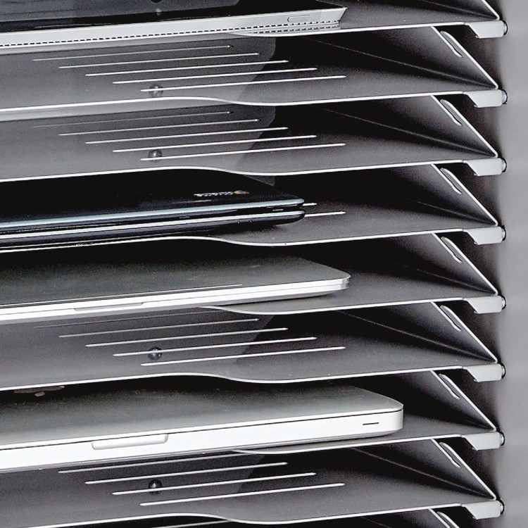 Lapcabby Lyte 16 Single Door Metal Shelf Mobile - 16-Device Mobile Charging Trolley for Laptops Tablets & Chromebooks up to 15.6" - Horizontal