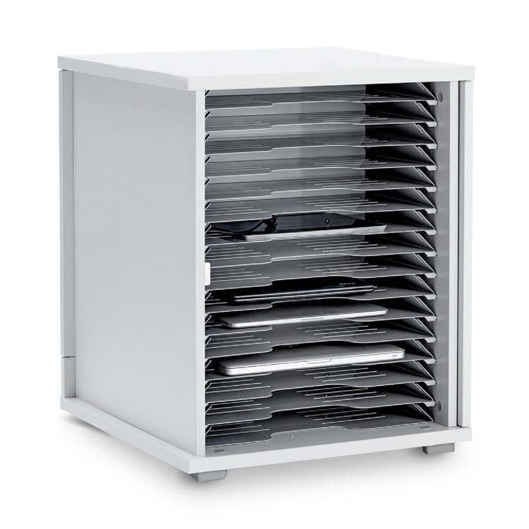 Lapcabby Lyte 16 Single Door Metal Shelf  Horizontal - 16-Device Charging Cabinet for Laptops Tablets & Chromebooks up to 15.6"