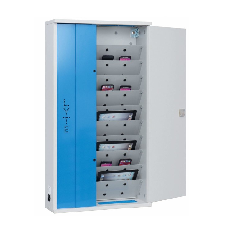 20-Device Wall Mounted Charging Cabinet for Smartphones Mobile Phones and Tablets up to 13" – Vertical