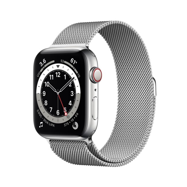 Apple Watch Series 6 GPS + Cellular - 44mm Silver Stainless Steel Case with Silver Milanese Loop
