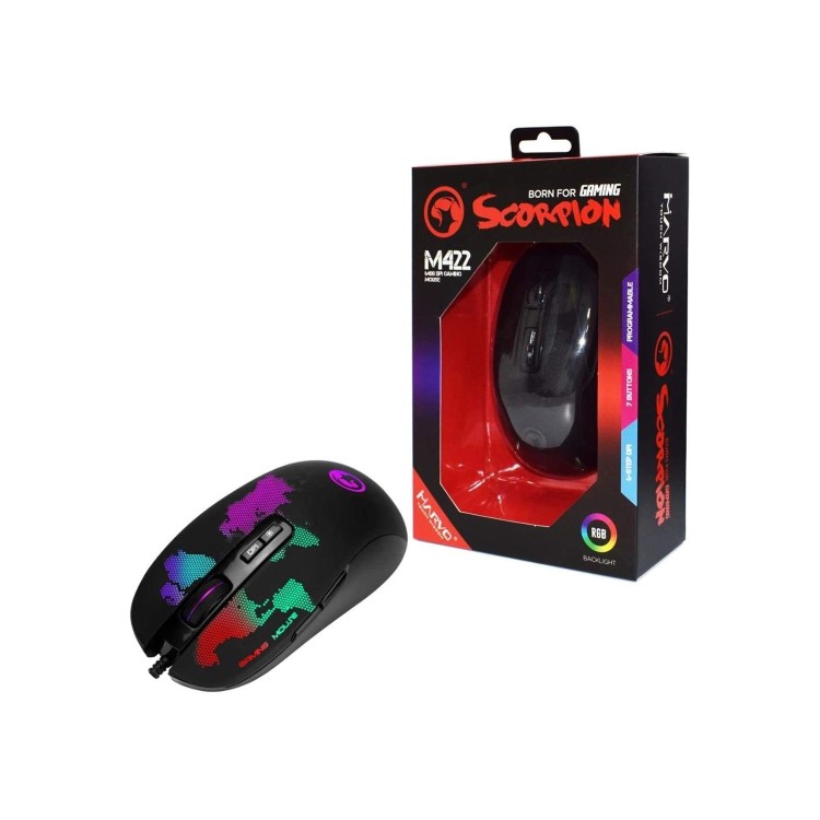 Marvo Scorpion M422 USB RGB LED Black Programmable Gaming Mouse