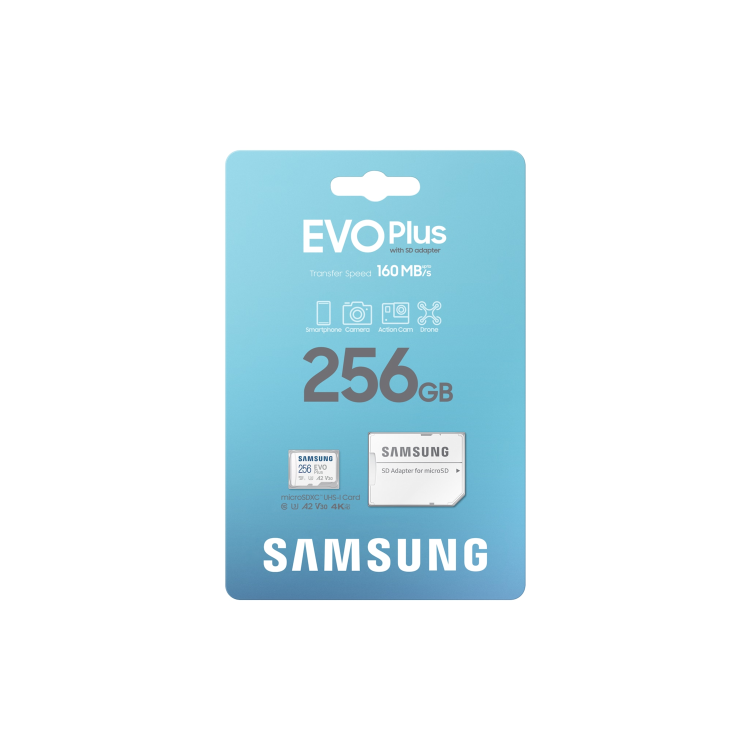 Samsung EVO Plus 256GB MicroSDXC Memory Card + microSD to SD adapter