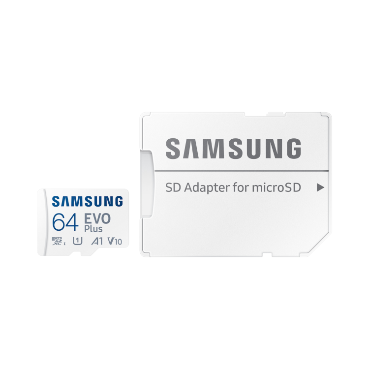 Samsung EVO Plus 64GB MicroSDXC Memory Card + microSD to SD adapter
