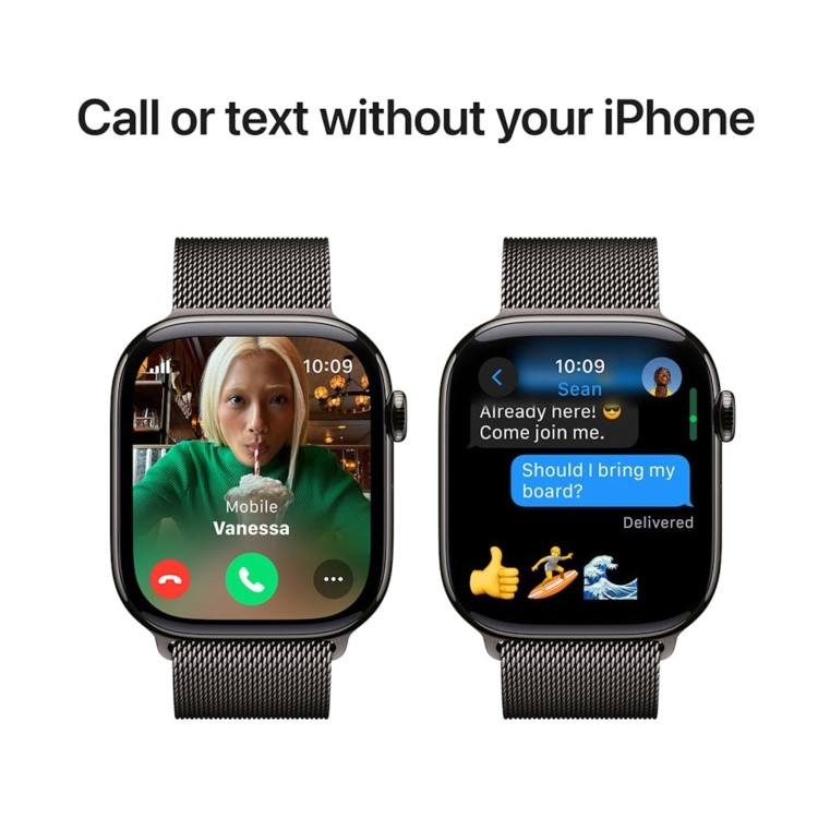 Apple Watch Series 10 GPS + Cellular 46mm Slate Titanium Case with Slate Milanese Loop - S/M