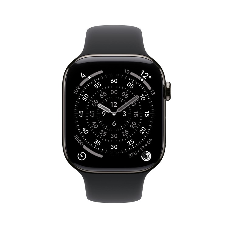 Apple Watch Series 11 GPS + Cellular 46mm Slate Titanium Case with Black Sport Band - M/L