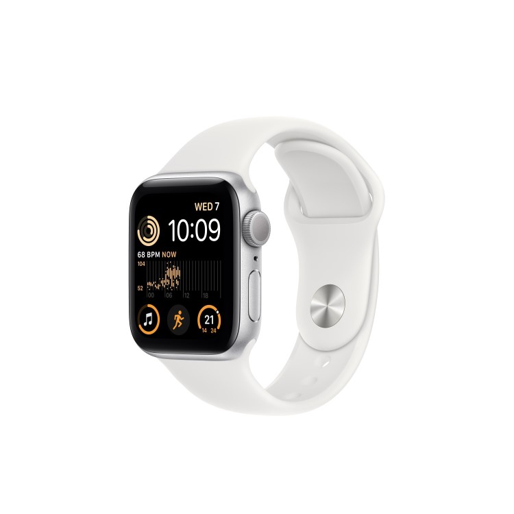 Apple Watch SE 2022 GPS 44mm Silver Aluminium Case with White Sport Band - Regular
