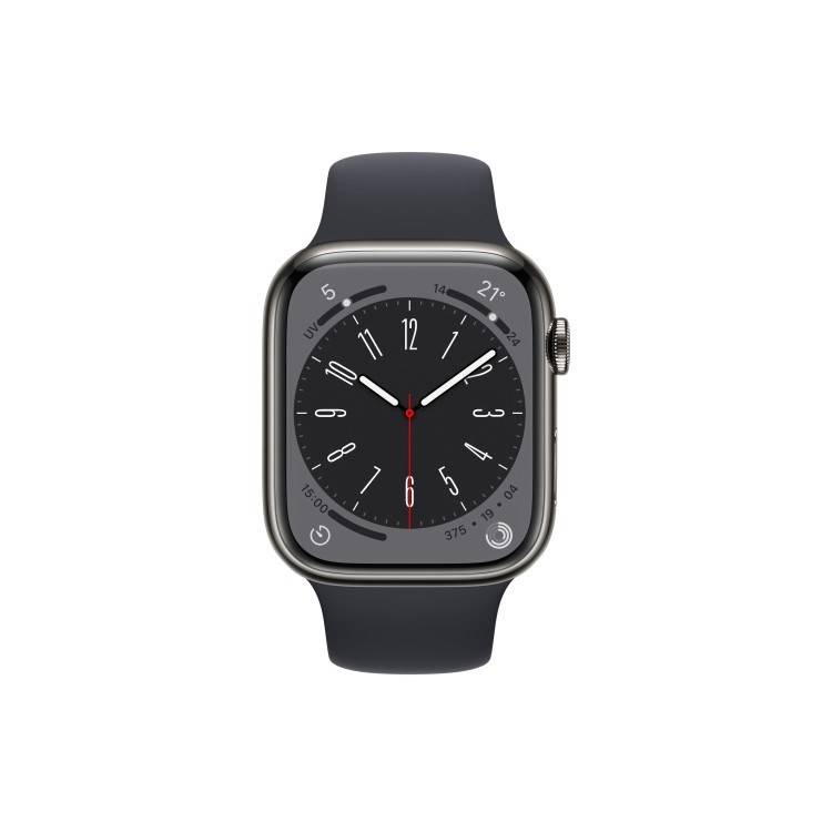 Apple Watch Series 8 GPS + Cellular 45mm Graphite Stainless Steel Case with Midnight Sport Band - Regular