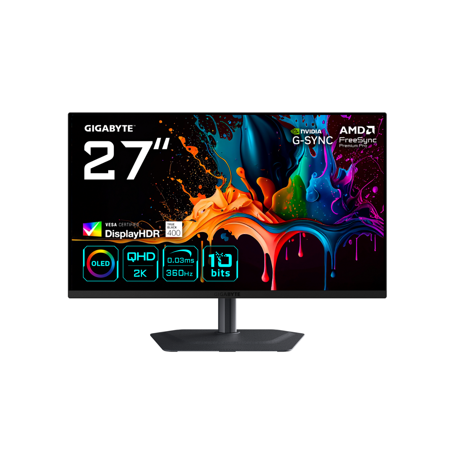 Laptops Direct - Gigabyte Mo27q3-Ek 27 Oled Qhd 360Hz 0.03Ms Gaming Monitor Black - MO27Q3-EK