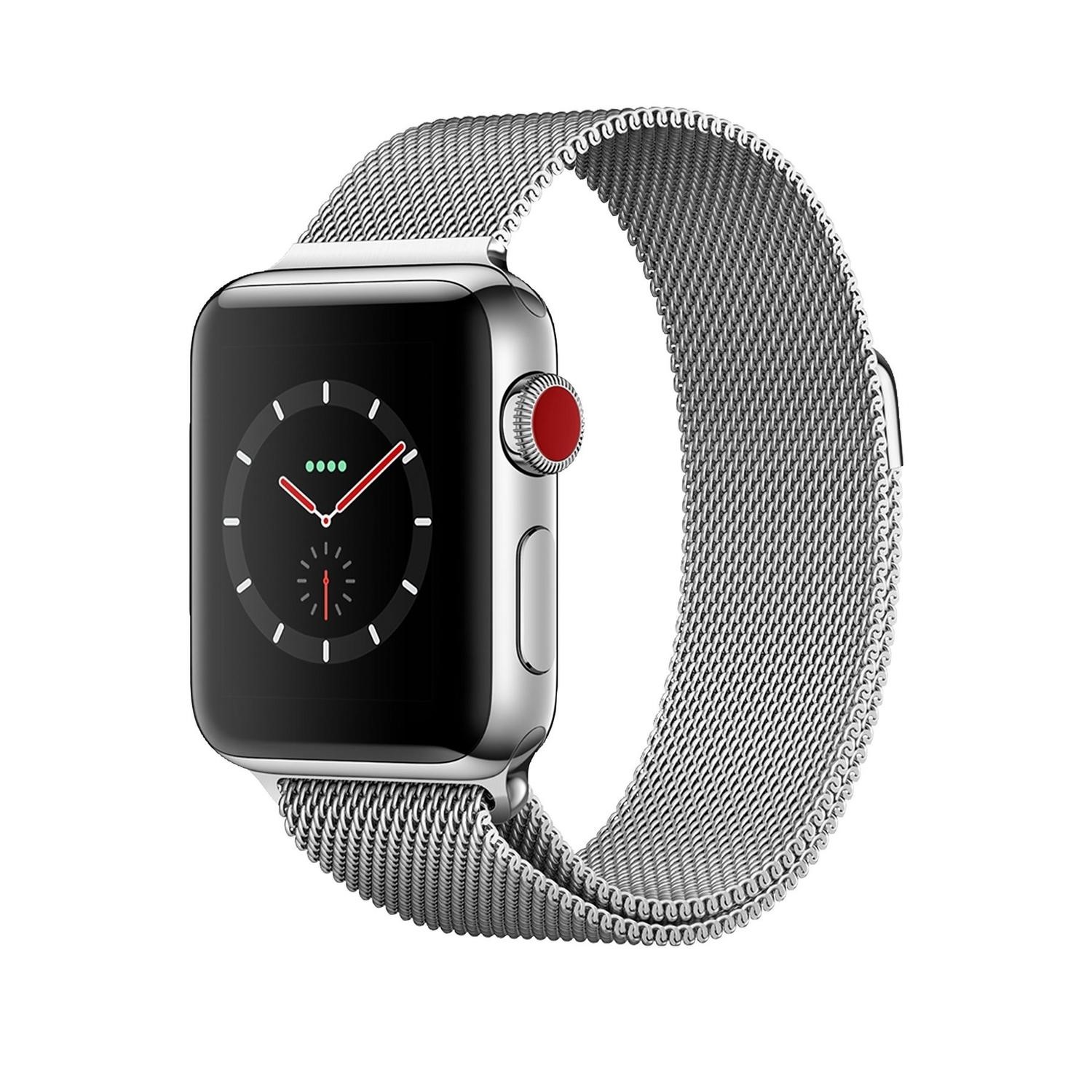 Apple Watch Series 8 GPS Cellular 45mm Silver Stainless Steel White Sport  M/L Ba