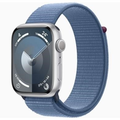 Apple Watch Series 9 GPS 41mm Silver Aluminium Case with Winter Blue Sport Loop