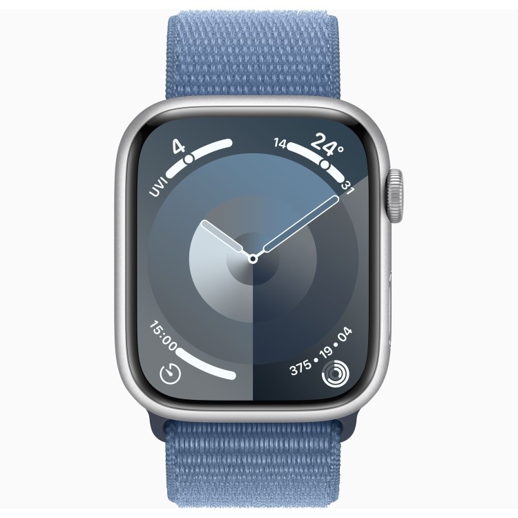 Apple Watch Series 9 GPS 41mm Silver Aluminium Case with Winter Blue Sport Loop