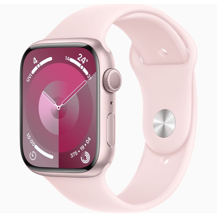 Apple Watch Series 9 GPS 45mm Pink Aluminium Case with Light Pink Sport Band - M/L