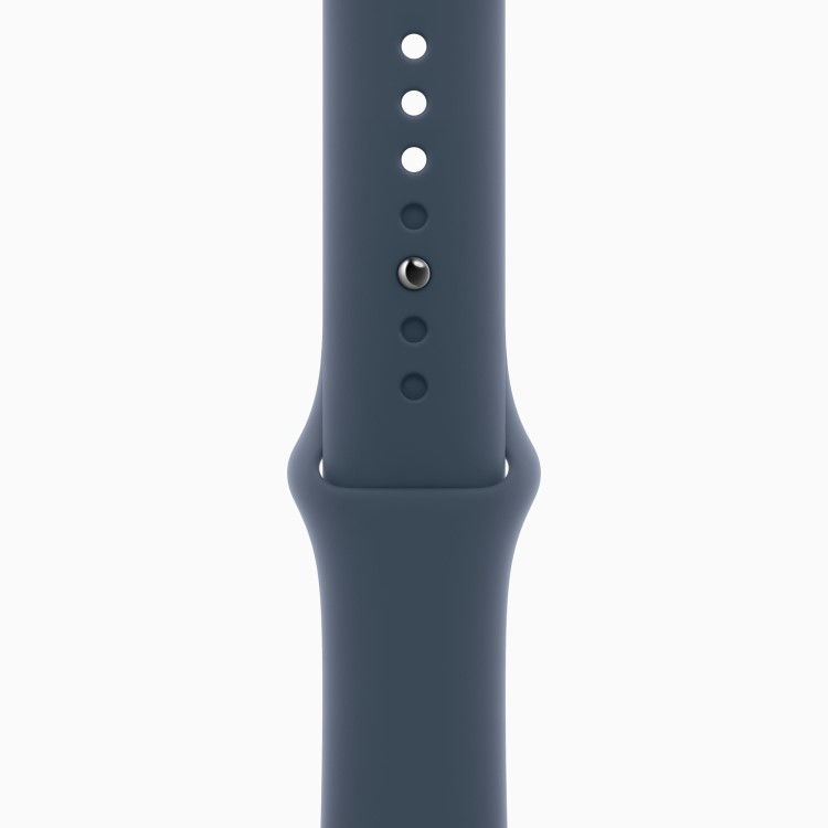 Apple Watch Series 9 GPS + Cellular 45mm Silver Stainless Steel Case with Storm Blue Sport Band - M/L