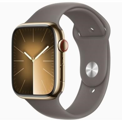 Apple Watch Series 9 GPS + Cellular 41mm Gold Stainless Steel Case with Clay Sport Band - S/M