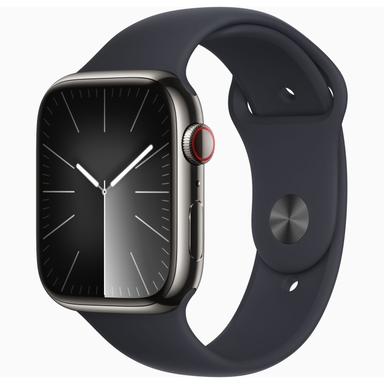 Apple Watch Series 9 GPS + Cellular 41mm Graphite Stainless Steel Case with Midnight Sport Band - M/L