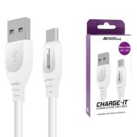 CHARGE-IT 1 Metre USB-A MicroUSB Cable - White CHARGE-IT 1 Metre USB-A MicroUSB Cable - White