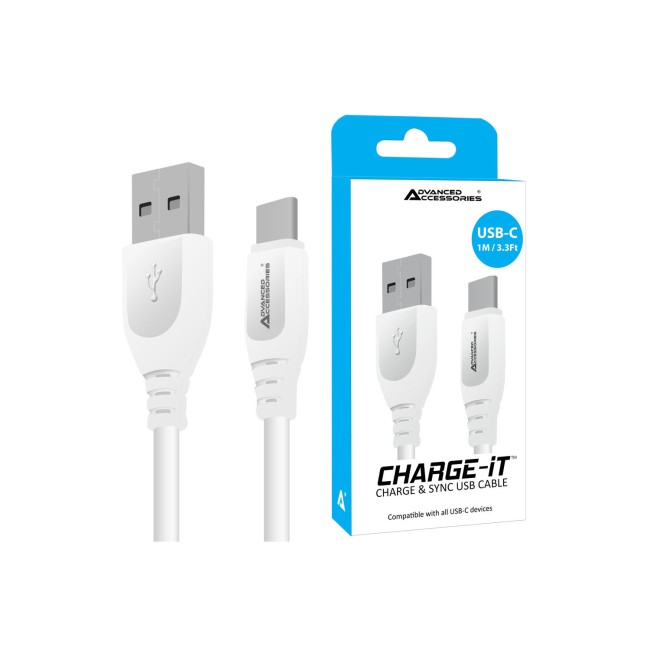 AA CHARGE-IT 1 Metre USB-A to USB-C Cable White