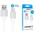 CHARGE-IT Premium 1 Metre USB-A to USB-C Cable - White