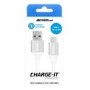 CHARGE-IT Premium 1 Metre USB-A to USB-C Cable - White