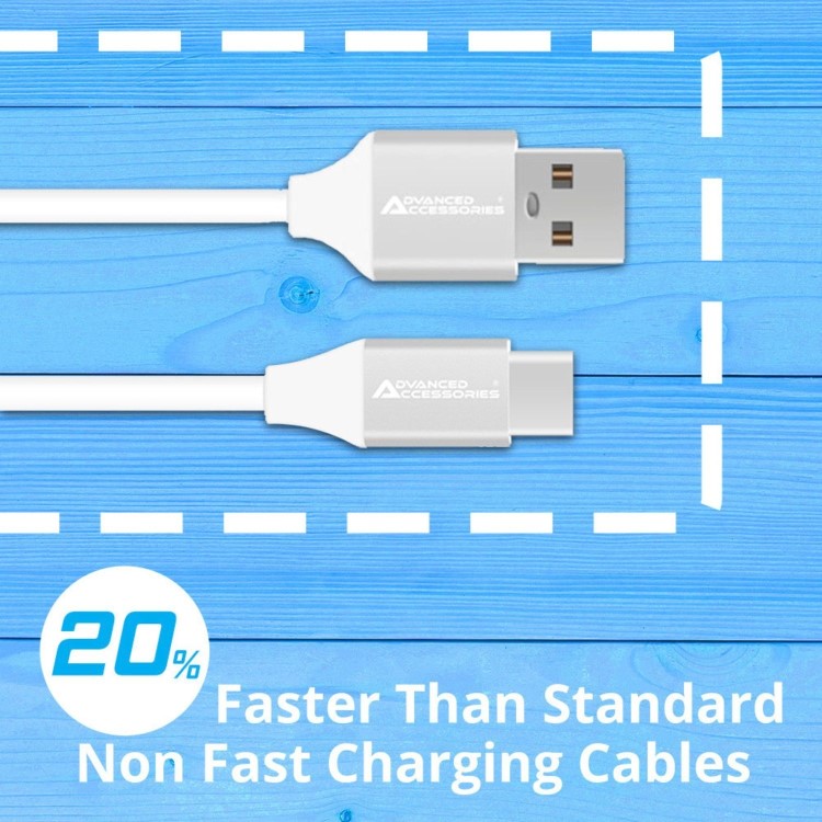 CHARGE-IT Premium 1 Metre USB-A to USB-C Cable - White
