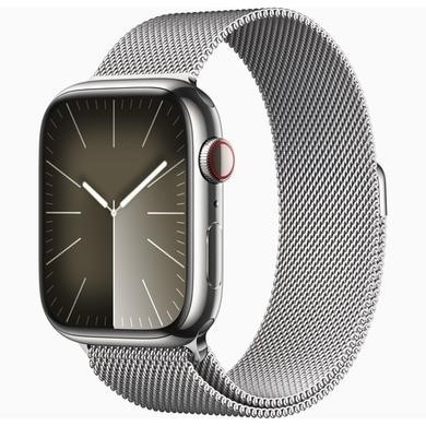 Apple Watch Series 9 GPS + Cellular 41mm Silver Stainless Steel Case with Silver Milanese Loop