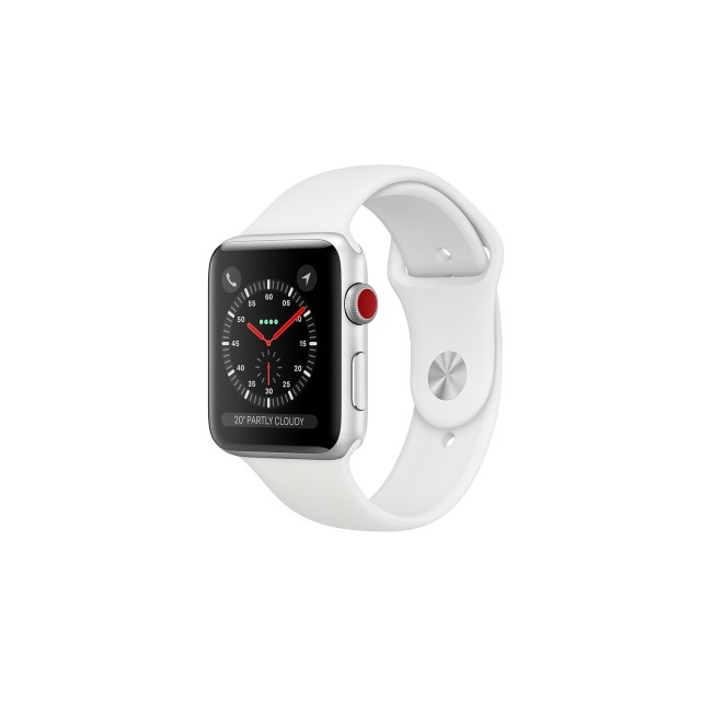 Apple Watch Series 3 GPS + Cellular 38mm Silver Aluminium Case with White Sport Band