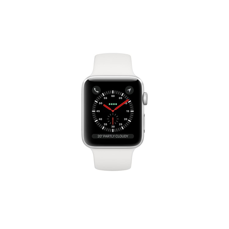 Apple Watch Series 3 GPS + Cellular 38mm Silver Aluminium Case with White Sport Band