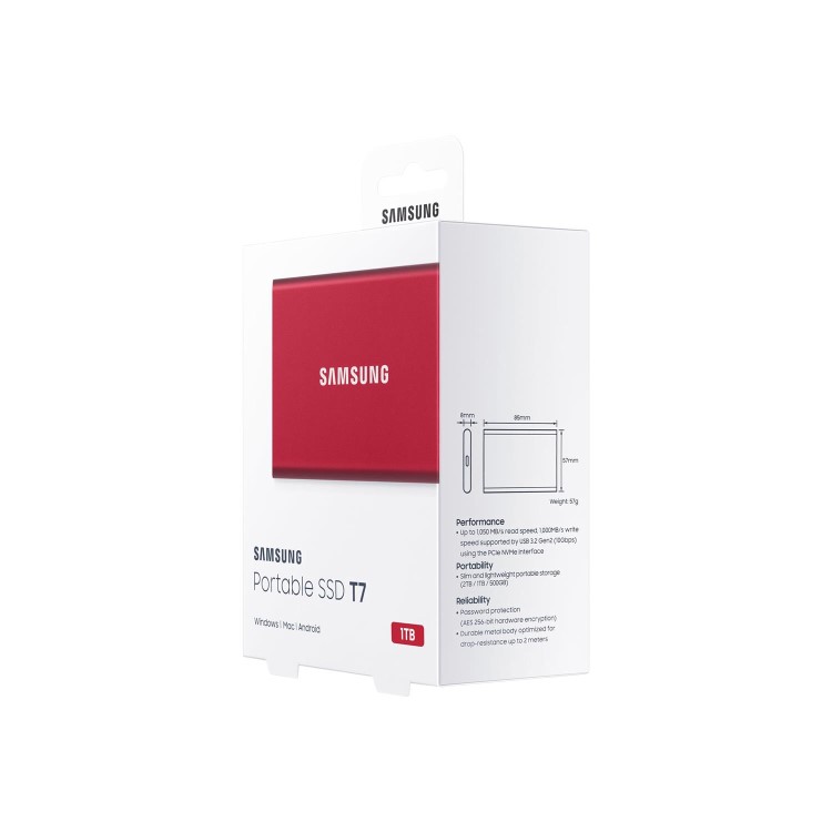 Samsung T7 External Portable SSD 1TB - Red