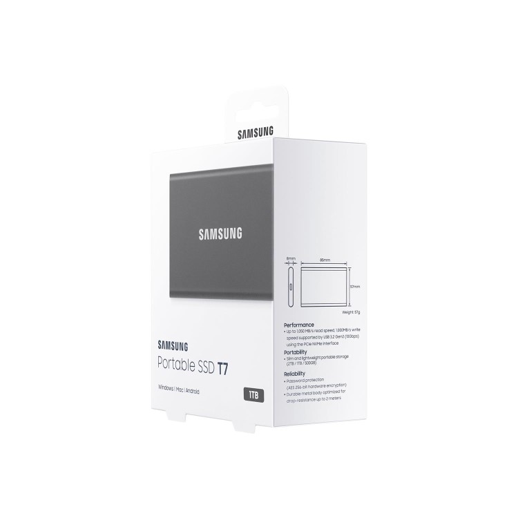 Samsung T7 External Portable SSD 1TB - Grey