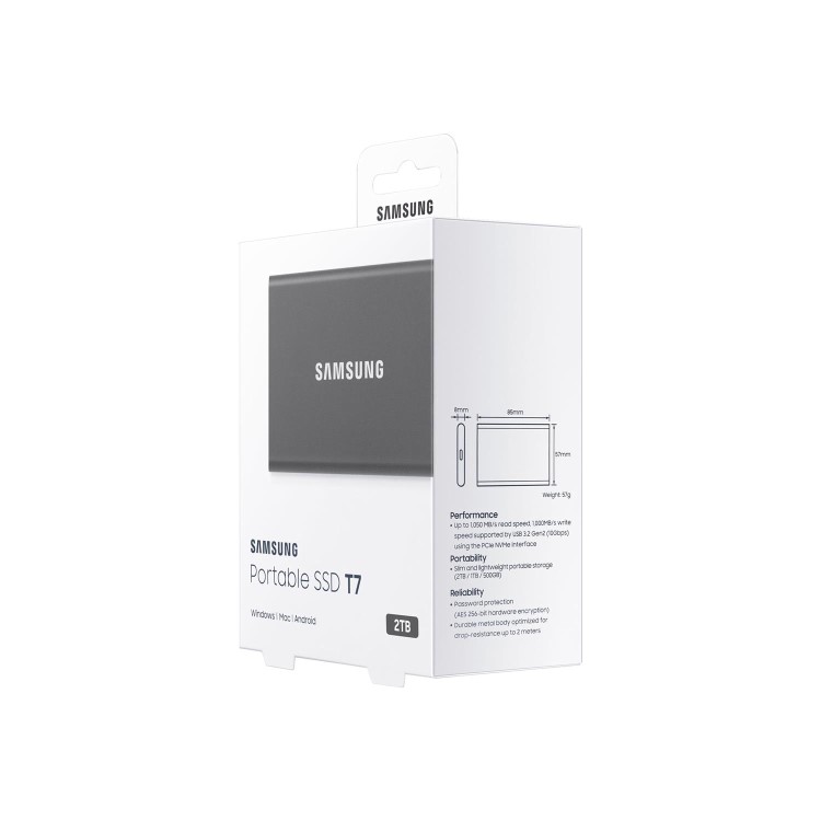 Samsung T7External  Portable SSD 2TB - Grey