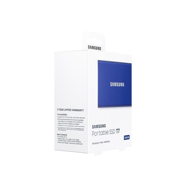 Samsung T7 External Portable SSD 500GB - Blue