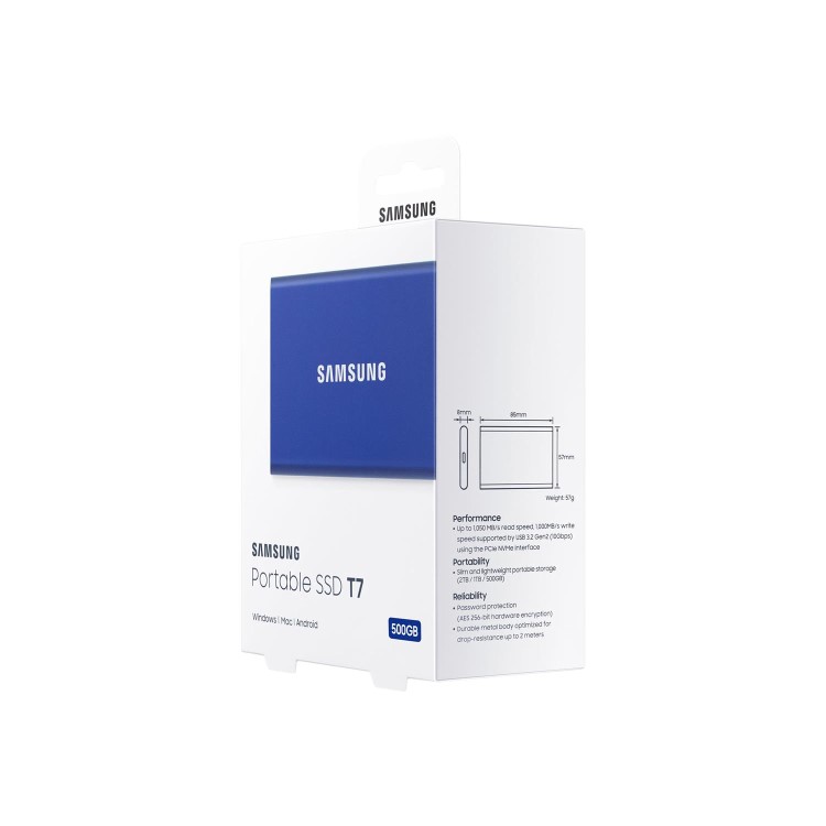 Samsung T7 External Portable SSD 500GB - Blue