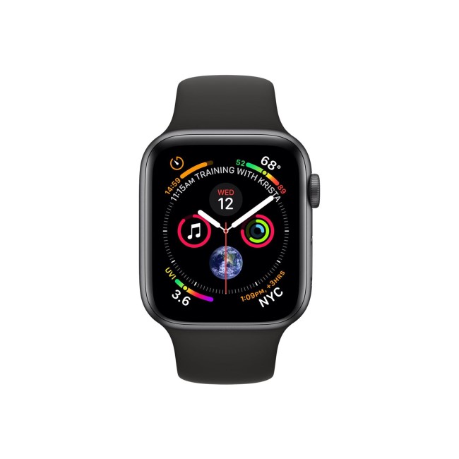 GRADE A1 - Apple Watch Series 4 GPS 44mm Space Grey Aluminium Case with Black Sport Band