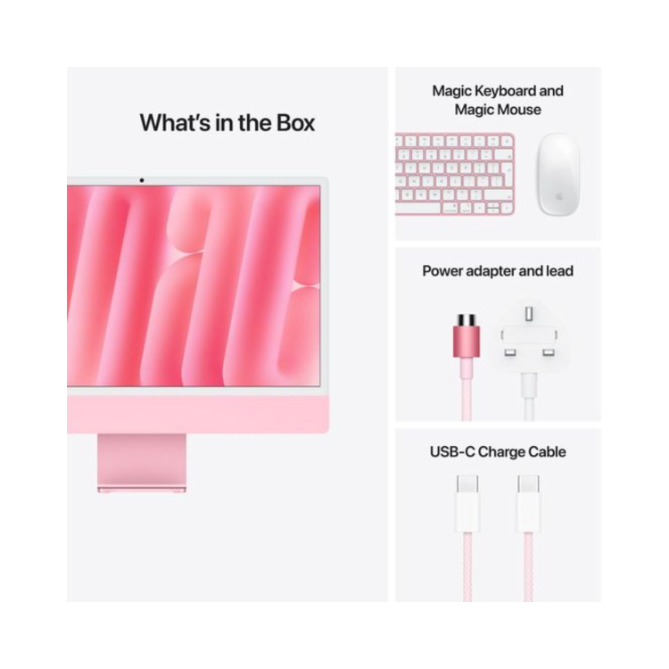 Apple Pink Computer Apple iMac M4 16GB 256GB SSD 24 Inch All-in-One - Pink - Laptops Direct