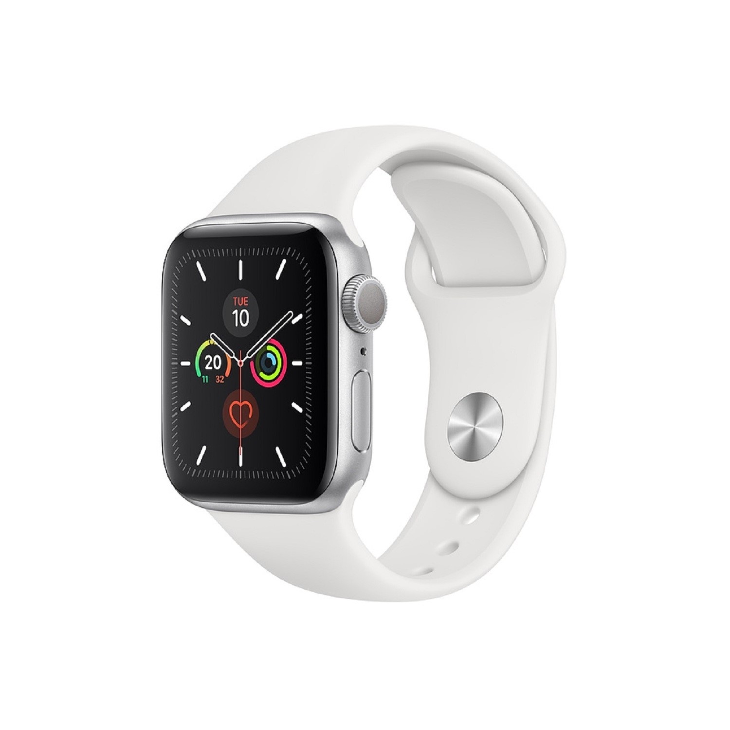 Apple Watch Series 5 Gps 40mm Silver Aluminium Case With White Sport Band Laptops Direct