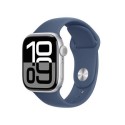 MWX43QA/A Apple Watch Series 10 GPS + Cellular 42mm Silver Aluminium Case with Denim Sport Band - M/L
