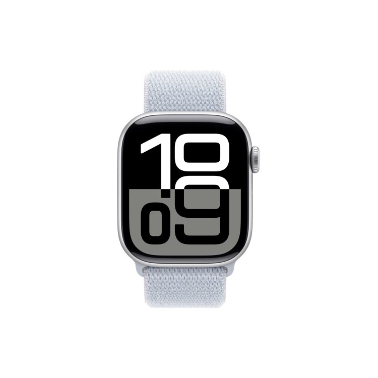 Apple Watch Series 10 GPS + Cellular 42mm Silver Aluminium Case with Blue Cloud Sport Loop
