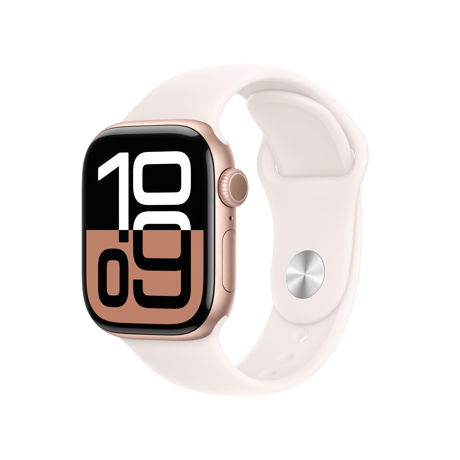 Apple Watch Series 10 Gps + Cellular 42Mm Rose Aluminium Case With Blush Sport Band - M/L Gold/Light