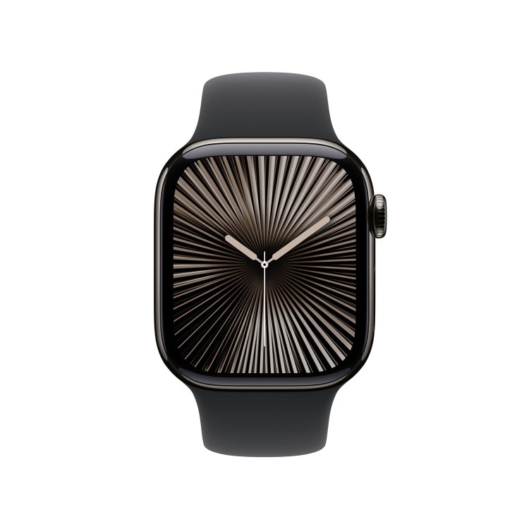 Apple Watch Series 10 GPS + Cellular 42mm Slate Titanium Case with Black Sport Band - M/L