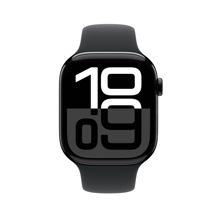 Apple Watch Series 10 GPS + Cellular 46mm Jet Black Aluminium Case with Black Sport Band - S/M