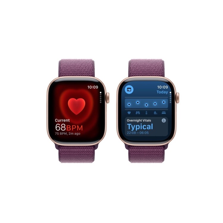 Apple Watch Series 10 GPS + Cellular 46mm Rose Gold Aluminium Case with Plum Sport Loop