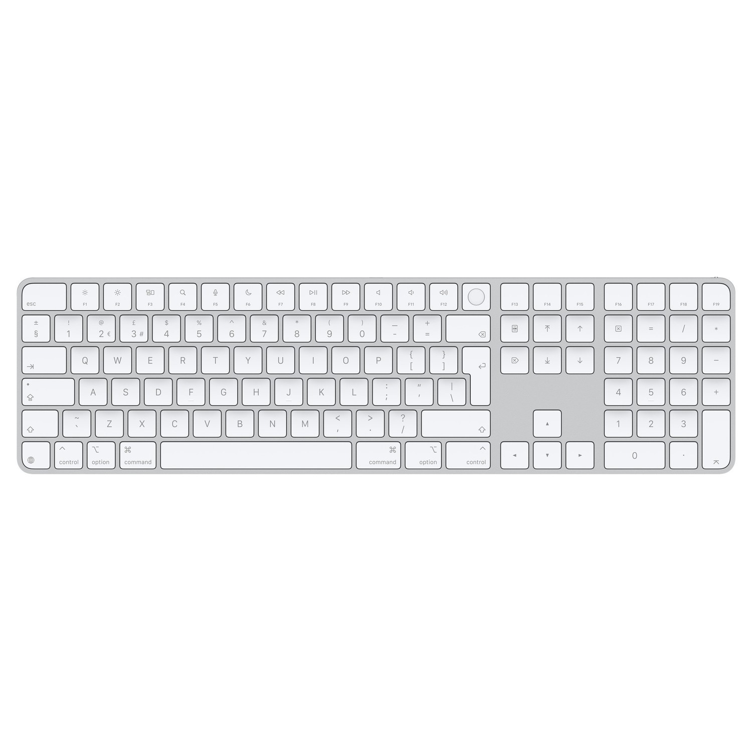 Apple Magic Keyboard With Touch Id And Numeric Keypad For Mac British English Wireless Keyboard White, Laptops Direct - MXK73B/A