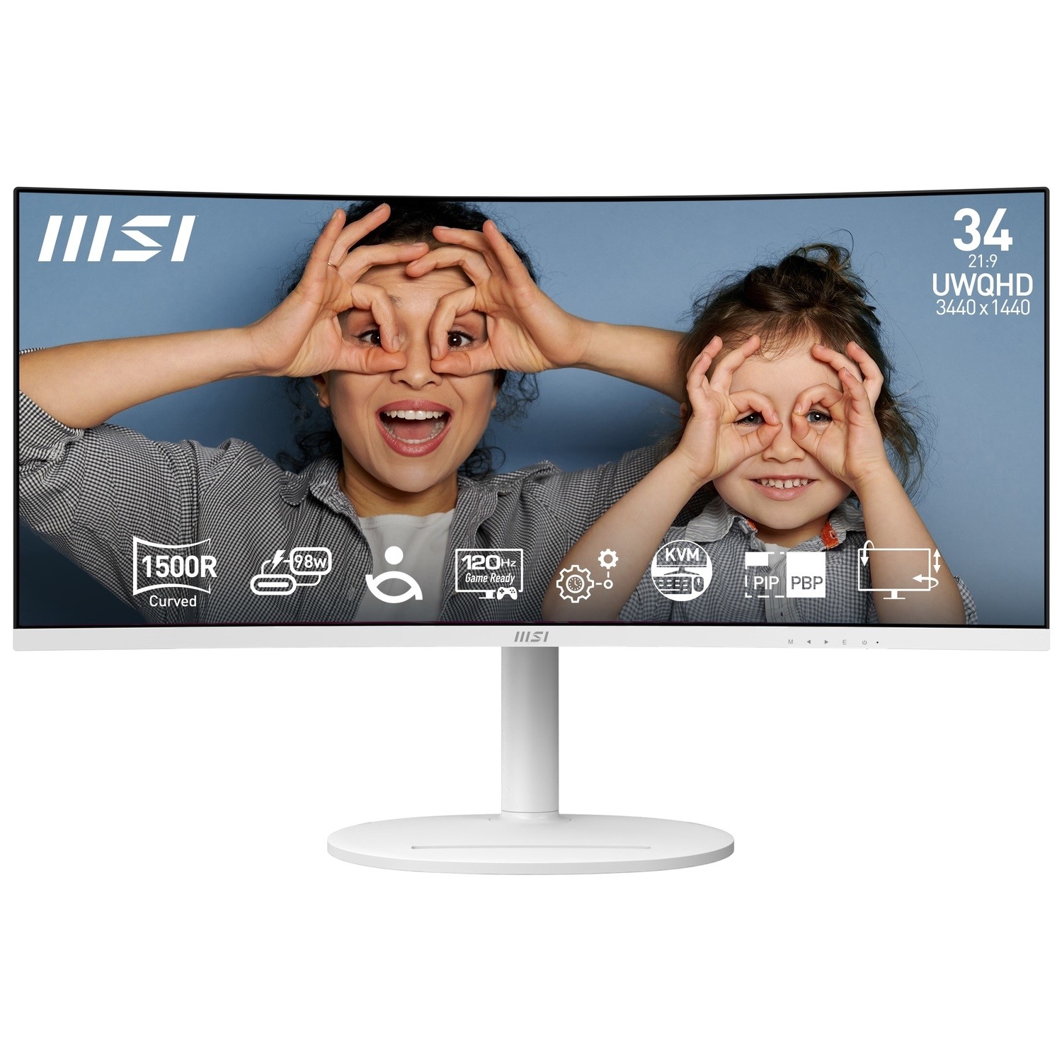 Msi Modern Md342cqpw 34 Va Uwqhd 120Hz 1Ms Ultrawide Curved Monitor White, Laptops Direct - Modern MD342CQPW