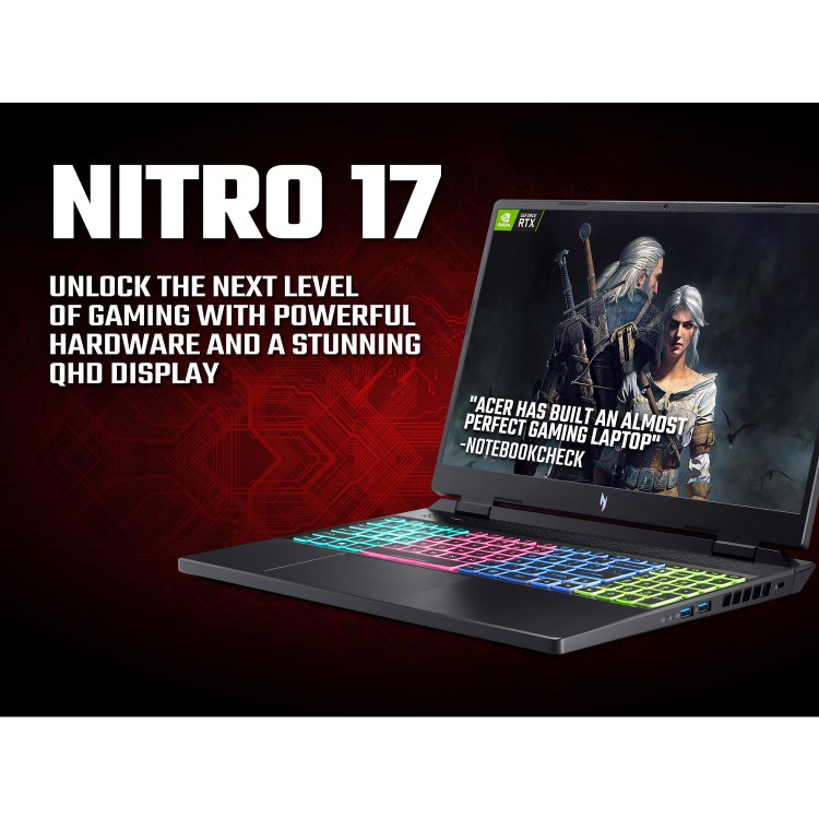 Refurbished Acer Nitro 17 AMD Ryzen 7 7735HS 16GB 1TB SSD RTX 4060 165Hz 17.3 Inch Windows 11 Gaming Laptop