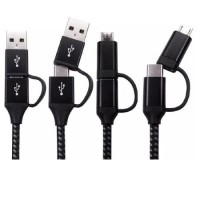 OEM 1 Meter USB-C / USB-A to USB-C /Micro B Black Braided Cable