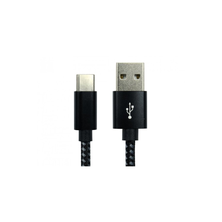 OEM 1 Meter USB-A 2.0 to USB-C Braided Cable Black