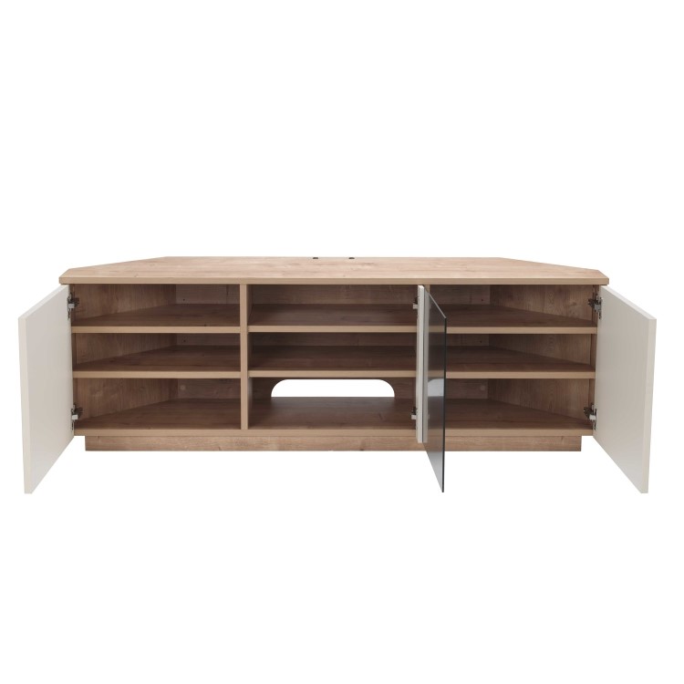 UK-CF New Milan TV Cabinet for up to 65" TVs - Oak/Cream