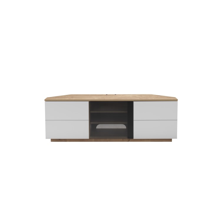UK-CF New Milan TV Cabinet for up to 65" TVs - Oak/White 