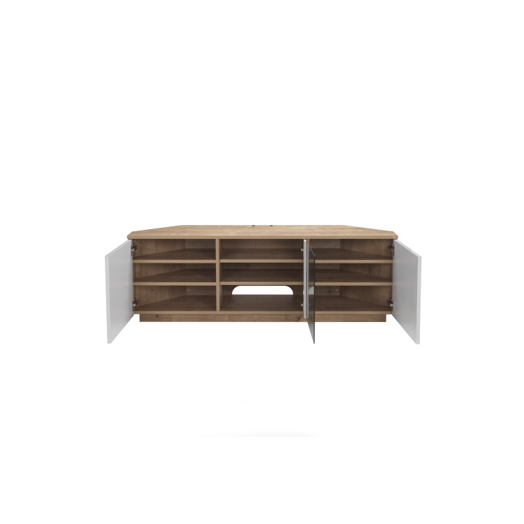 UK-CF New Milan TV Cabinet for up to 65" TVs - Oak/White 