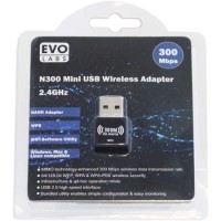Evo Labs N300 Wireless N Mini USB Wi-Fi Network Adapter